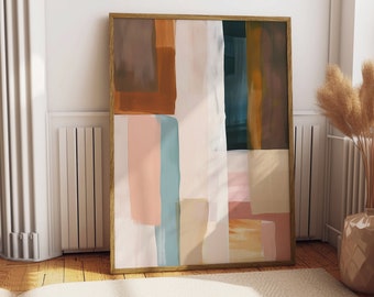 Kleurrijke moderne print, abstracte muurkunst, hedendaags muurdecor, moderne kunstafdruk, afdrukbare kunst, veelkleurige kunst, digitale abstracte kunst