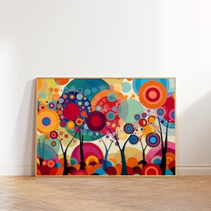 Vibrant Abstract Trees Wall Art, Maximalist Wall Art, Colorful Modern Print, Colorful Wall Art, Trendy Art, Bright Printable Eclectic Decor