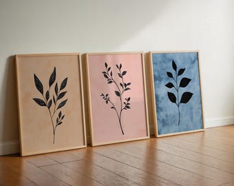 Set di 3 Decorazioni Artistiche da Parete con Fiori Selvatici Acquerellati, Stampe Murali Botaniche Colorate, Poster Floreale Minimalista per Camera da Letto Soggiorno 30x40 cm Senza Cornice