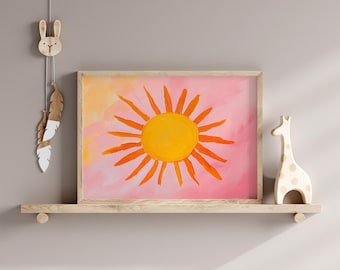 Pastel Sun Nursery Print, Kids Room Decor (Digital Download)