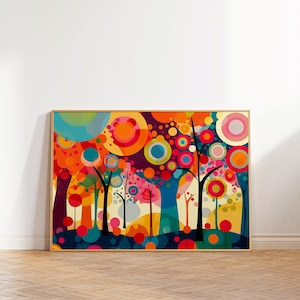 Colorful Abstract Forest Wall Art, Maximalist Wall Art, Vibrant Modern Print, Colorful Wall Art, Trendy Art, Bright Printable Eclectic Decor