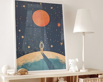 Astronaut Space Print, Kids Room Decor (Digital Download)