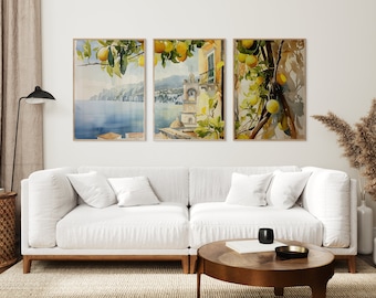 Lemon Tree Watercolor Print Set, Italian Landscape (Digital Download)