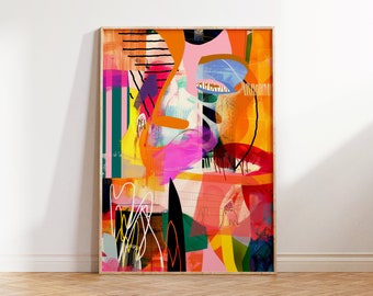 Colorful Abstract Art Print: Modern Living Room Decor (Digital Download)