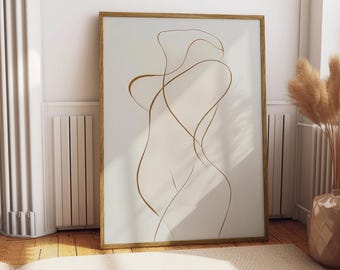Minimalist Woman Line Art Print, Modern Feminine Body Poster (Digital Download)