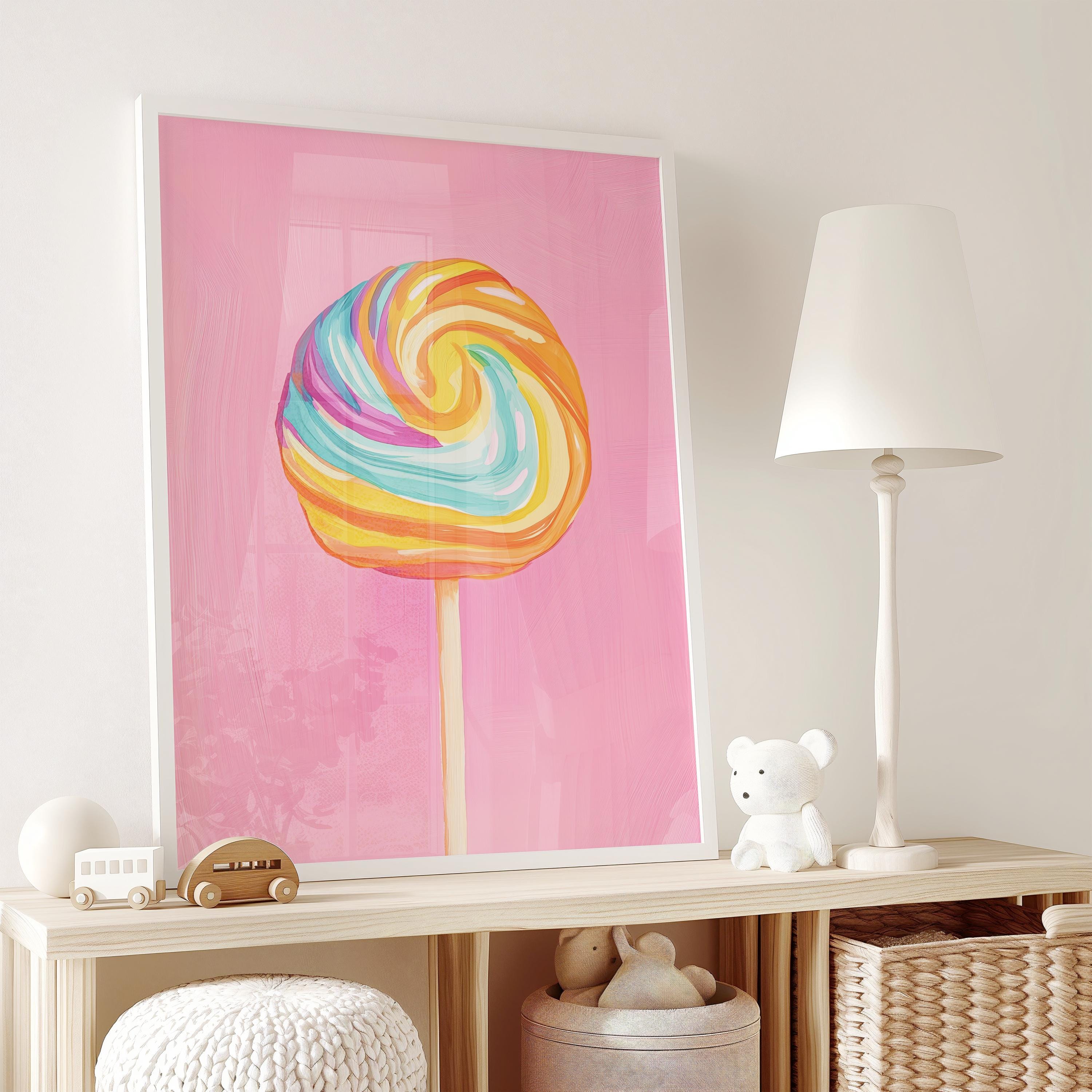 Rainbow Lollipop Nursery Wall Art, Kids Pastel Lollipop Print, Cute Nursery Decor, Playroom Printable Poster, Colorful Fun Food Kids Art