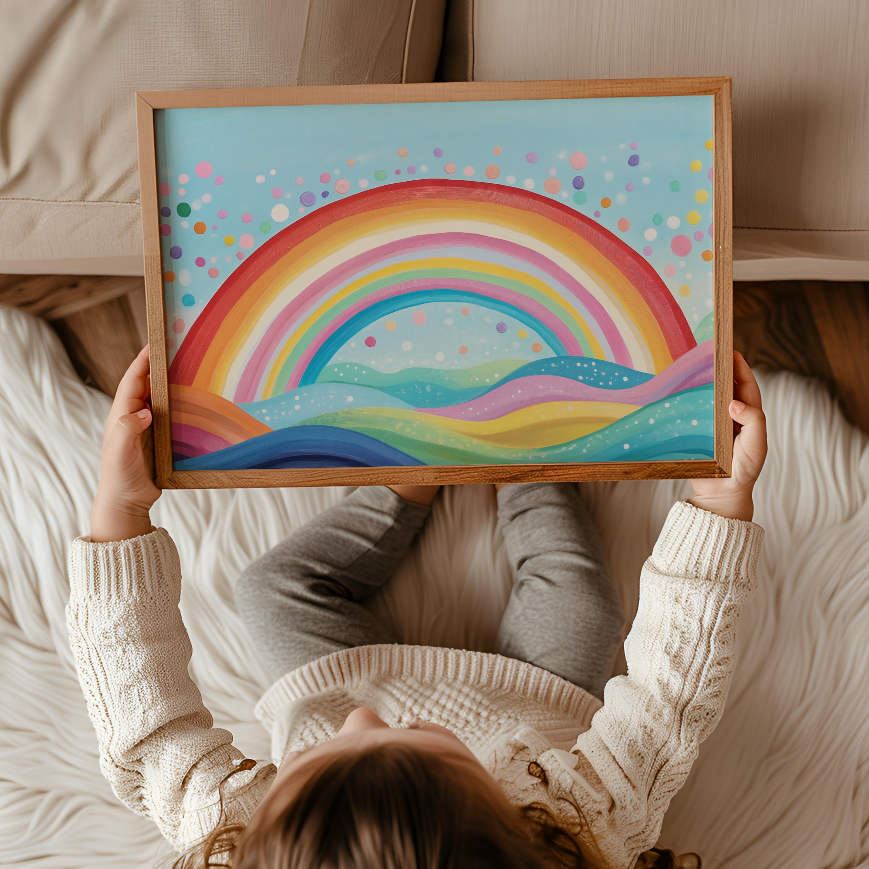 Bright Rainbow Nursery Print, Playroom Poster, Boho Colors Kids Room ...