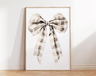 チェック柄リボンのウォールアート、トレンディなリボンのポスター