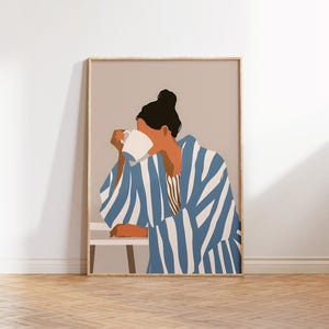 Contemporary Striped Wall Art, Abstract Woman Decor, Colorful Art Print, Stripes Print, Minimalist Portrait Illustration, Eclectic Fine Art