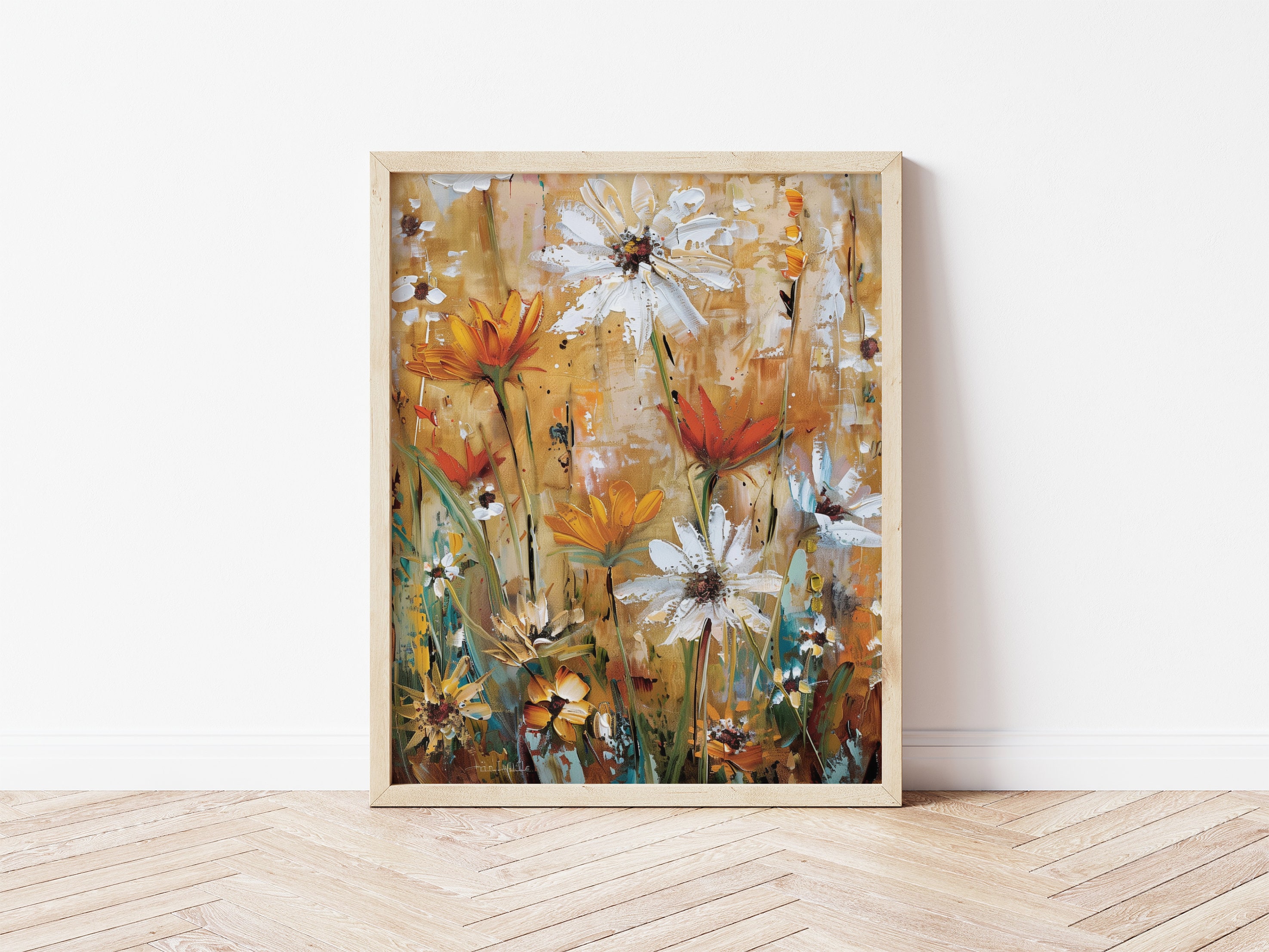 色鮮やかな花の油絵、花の風景画（デジタルダウンロード） - Etsy 日本