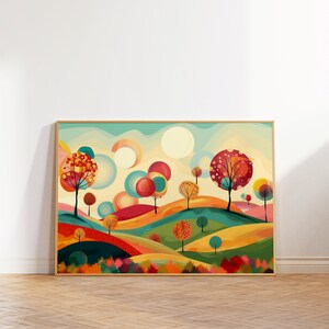 Vibrant Abstract Trees Wall Art, Maximalist Landscape Wall Art, Colorful Modern Park Print, Trendy Art, Bright Printable Eclectic Decor