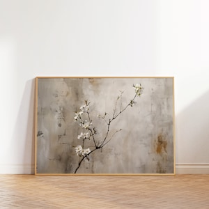 Japandi Neutral Floral Scandi Wall Art, Minimalist Modern Japanese Digital Art, Wabi Sabi Modern Art Print Poster, Trendy Earthy Aesthetic