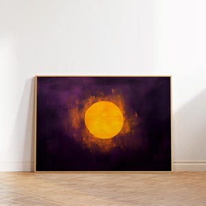 Vibrant Abstract Wall Art, Purple Orange Geometric Sun Art, Modern Maximalist Home Decor, Boho Bright Colorful Wall Print, Preppy Dorm Room