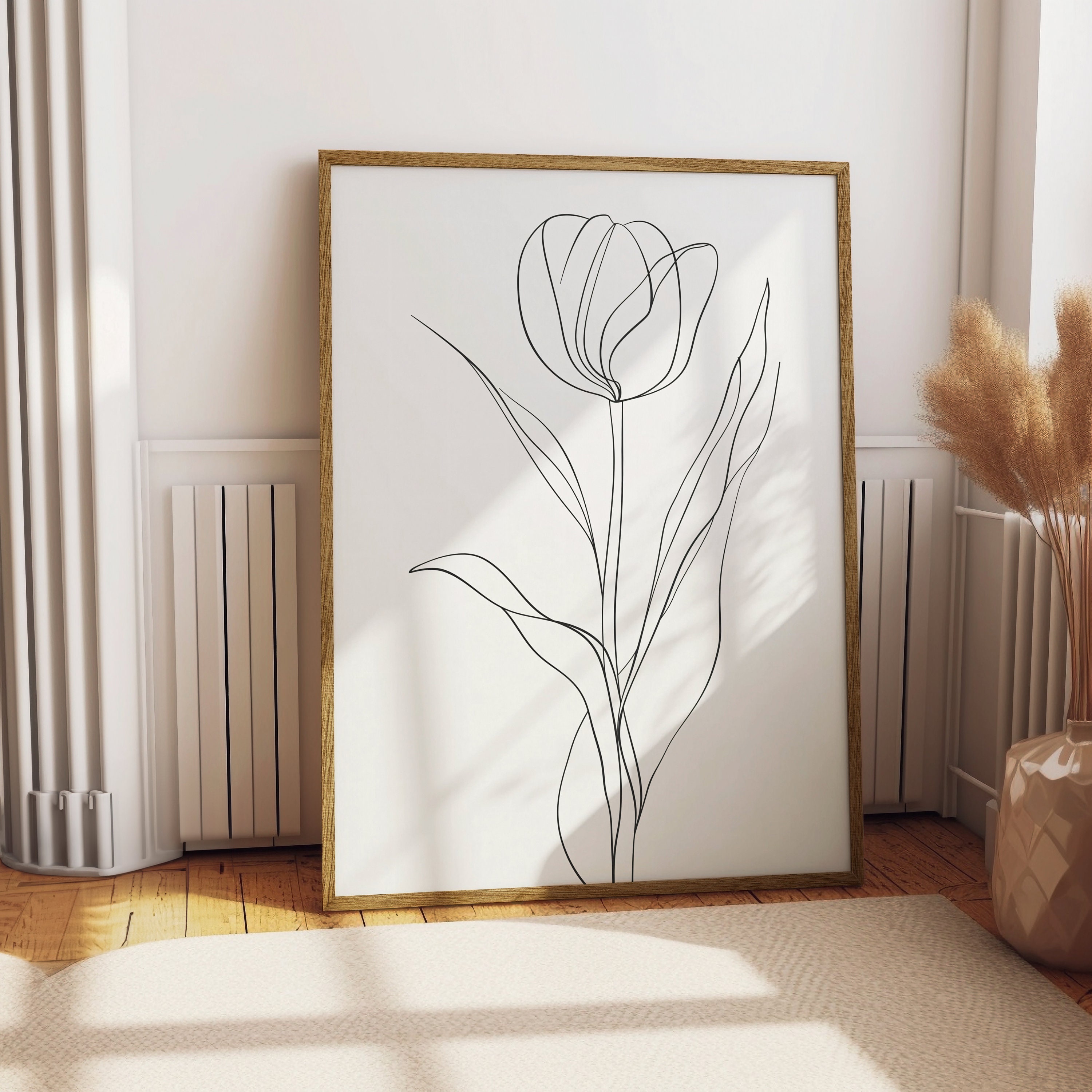 Tulip Line Art Print, Minimalist Floral Drawing (digital Download