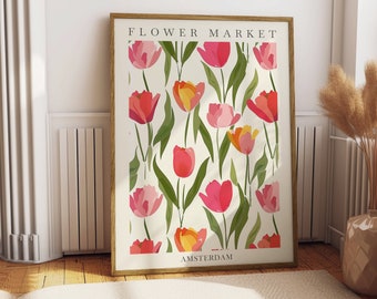 Flower Market Amsterdam Tulip Poster, Floral Wall Art (Digital Download)