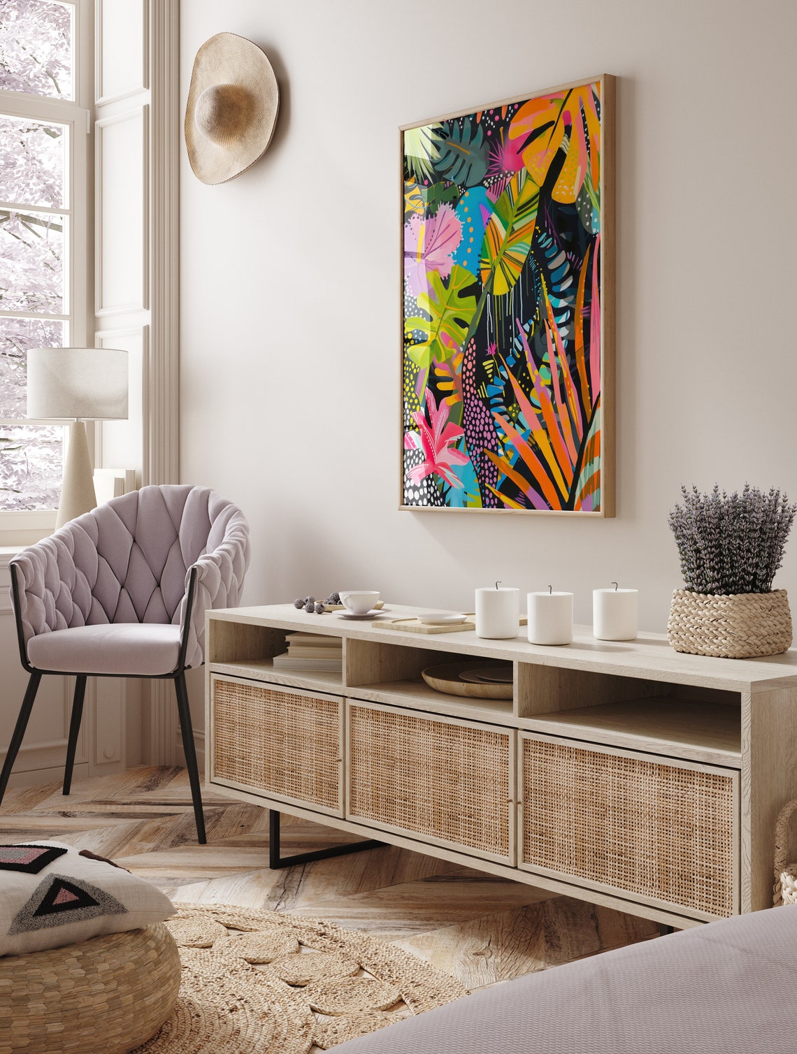 Abstract Vibrant Wall Art, Maximalist Print, Floral Modern Art ...
