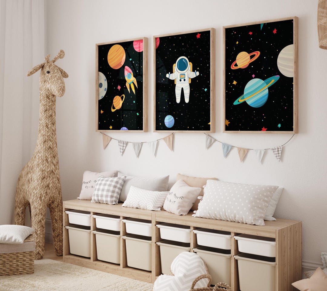 Space Kids Wall Art Set, Astronaut Rocket Prints (digital Download) - Etsy