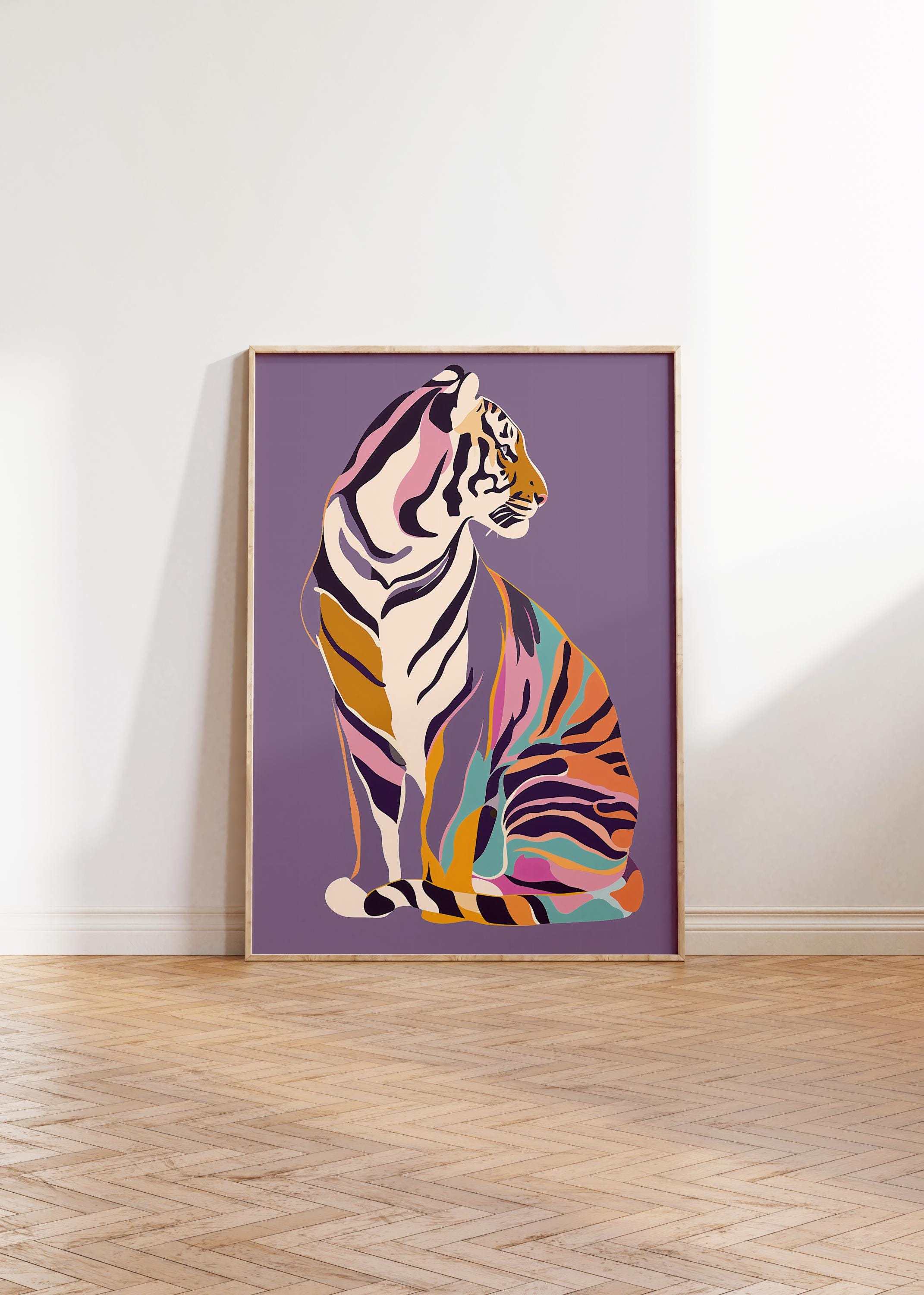 Abstract Tiger Art Print, Colorful Big Cat Poster (digital