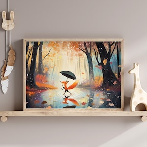 Fuchs Kinderzimmer Wandkunst, Kinder druckbare Kunst, bunte helle Tier Kunst, Kinderzimmer Dekor, Wald Druck, Spielzimmer Dekor