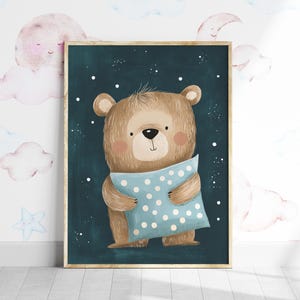 Nursery Bear Wall Art, Cute Bear Print, Colorful Bear Printable Poster, Kids Room Print, Woodland Nursery Decor, Forest Animal Baby Room Art