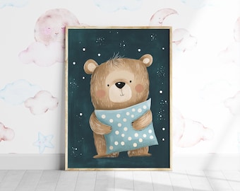Stampa con orsetto carino per la cameretta dei bambini (download digitale)