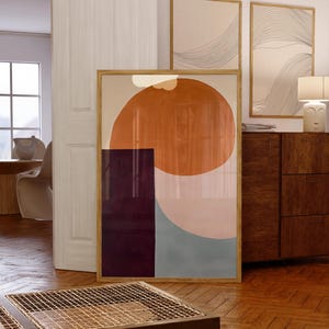 Vibrant Abstract Wall Art, Purple Orange Geometric Painting, Modern Maximalist Home Decor, Bright Colorful Wall Print, Preppy Dorm Room