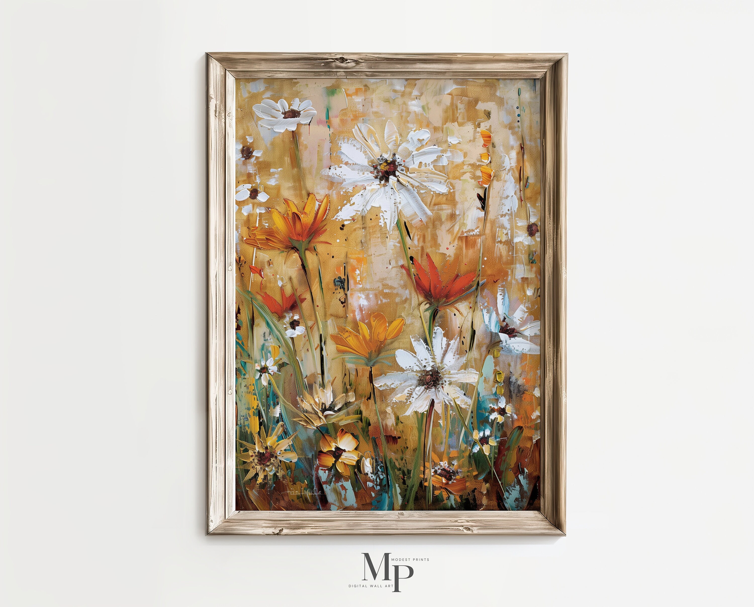 色鮮やかな花の油絵、花の風景画（デジタルダウンロード） - Etsy 日本