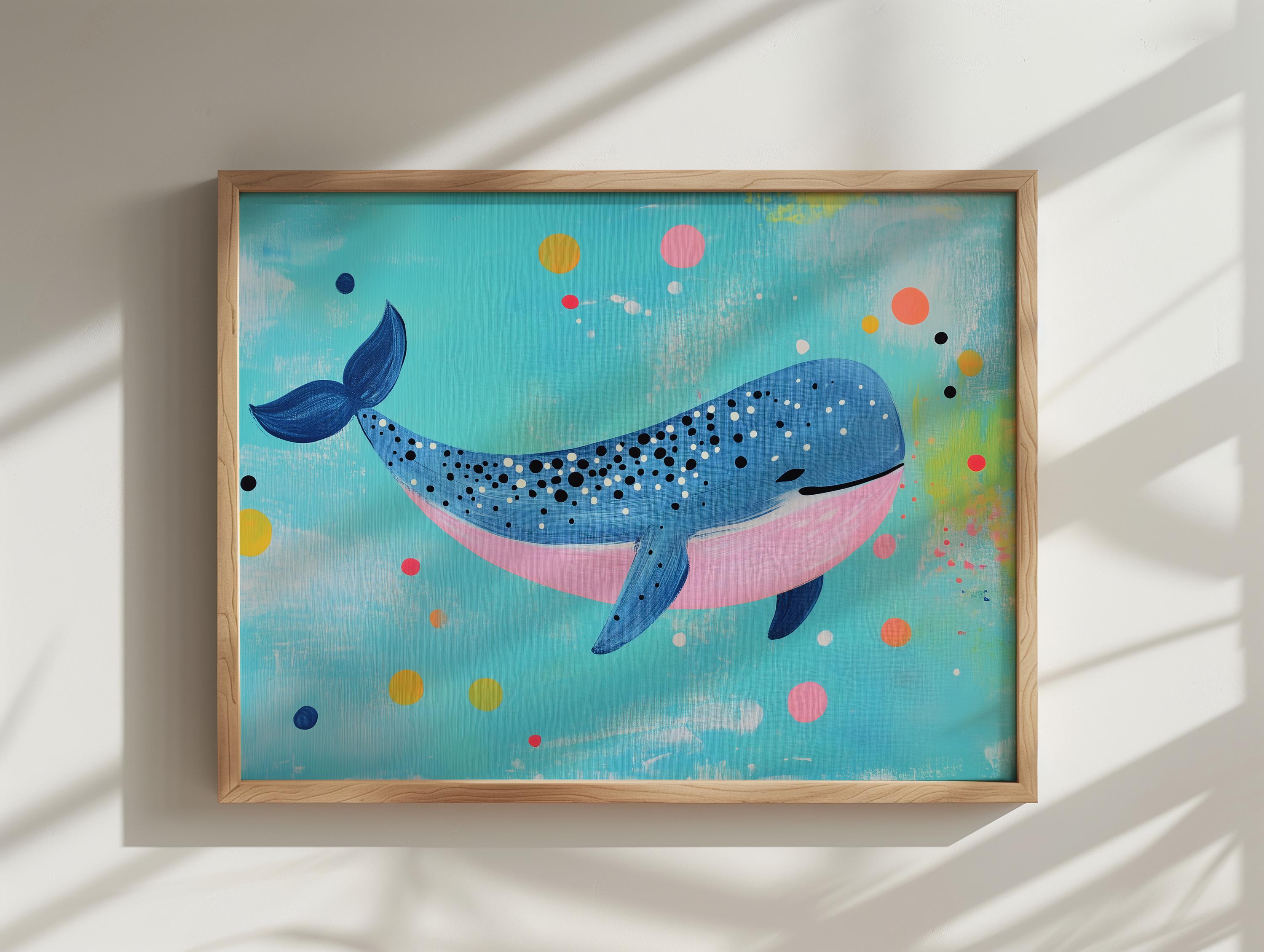クジラの保育園プリント：海のテーマ、男の子のイラスト（デジタル