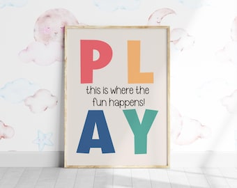 Playroom Wall Decor Print, This Is Where The Fun Happens (Digital Download)