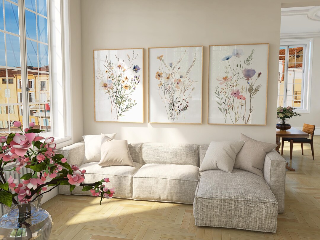 Wildflower Watercolor Print Set, Floral Home Decor (digital Download ...