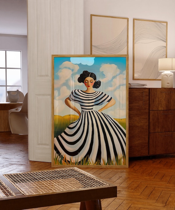 modern art dress Modern Cubist Fashion Girl by Salaam Muhammad Stupell Industries Size: 21" H x 17" W x 1.7" D Format: Metallic Gold Floater Frame