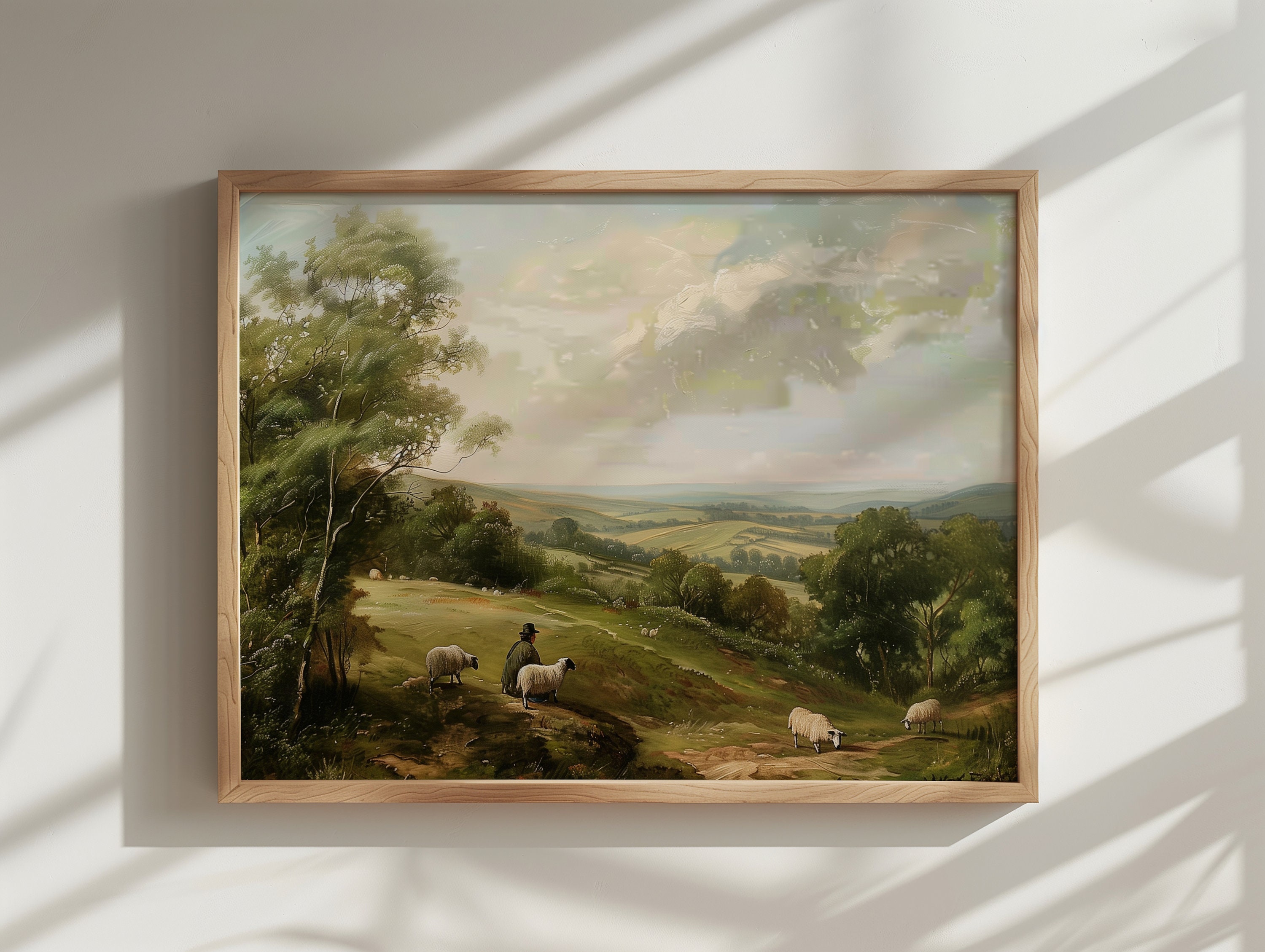 Classic Landscape Art Print, Sheppard Countryside Art, Classic Oil