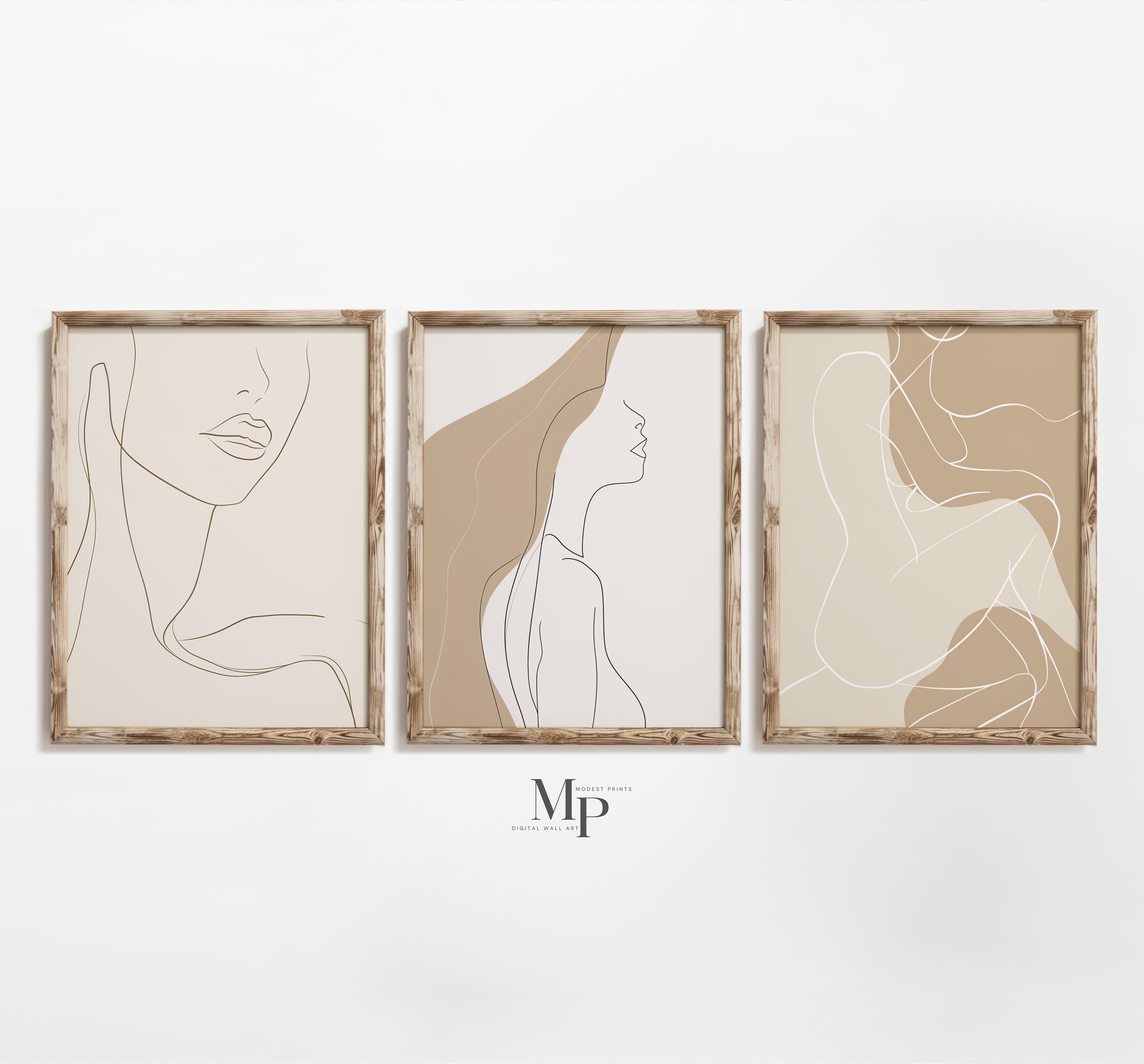 Set Of 3 Woman Line Art Prints - Minimalist Decor, 210gsm Matte Paper, Australia