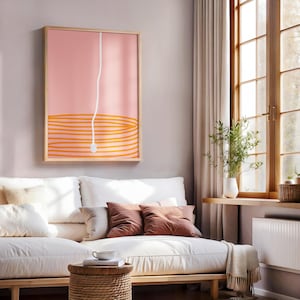 Arte de pared abstracto de melocotón rosa pastel, decoración moderna colorida, impresión abstracta brillante, arte imprimible vibrante, cartel de la galería de colores pastel
