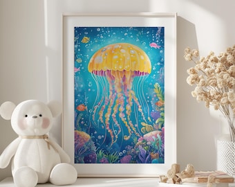 Jellyfish Nursery Print: Pastel Undersea Wall Art (Digital Download)