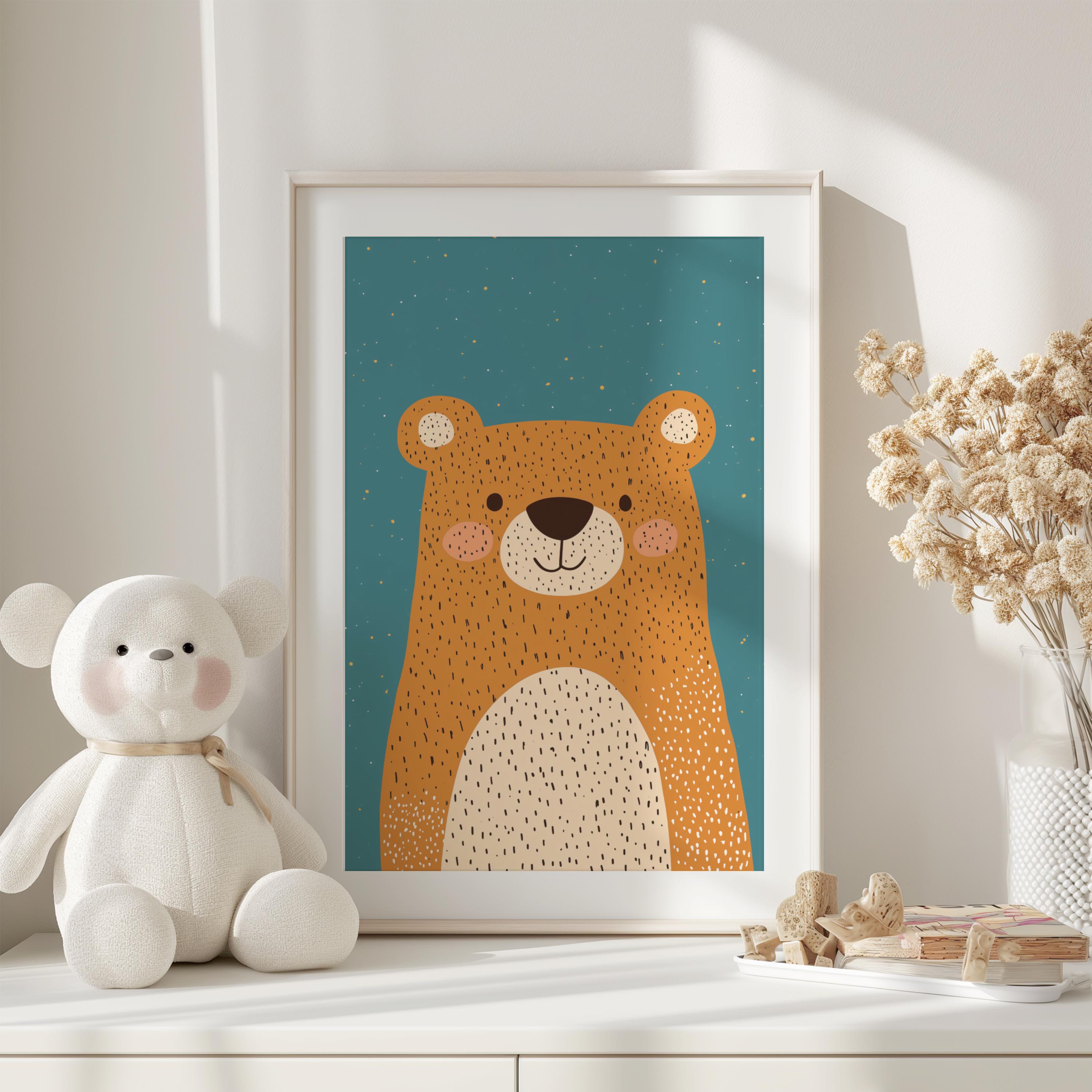 かわいいクマのプリント、保育園のクマの壁アート、カラフルなクマの