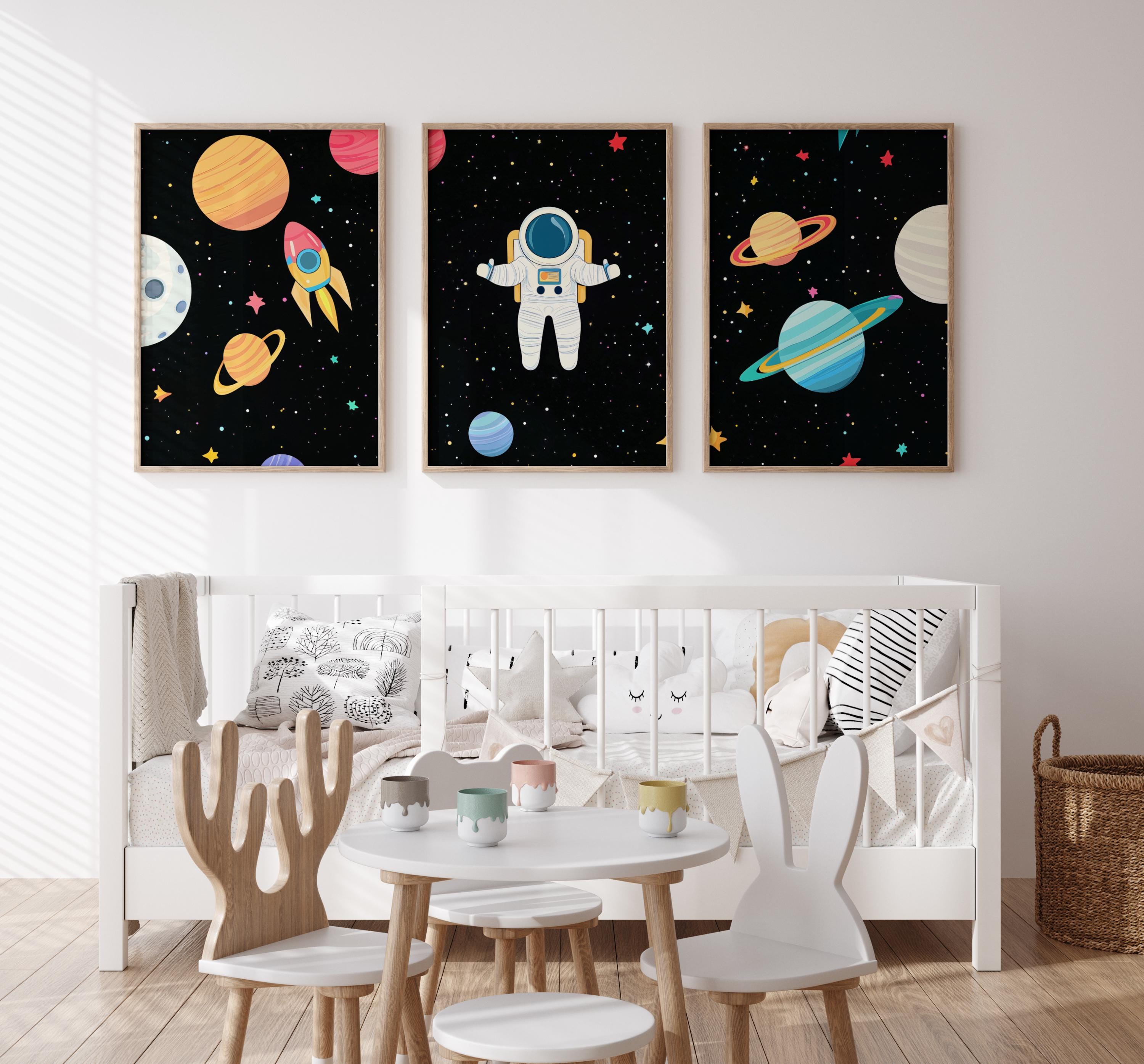 Outer Space Printable Kids Wall Art Set of 3, Nursery Space Themed