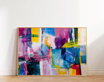Colorful Modern Abstract Art Print, Living Room Decor (Digital Download)