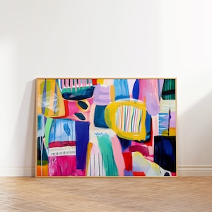 Modern Colorful Wall Art, Vibrant Abstract Digital Print, Maximalist Abstract Modern Poster, Multi Colored Art, Livingroom Abstract Decor