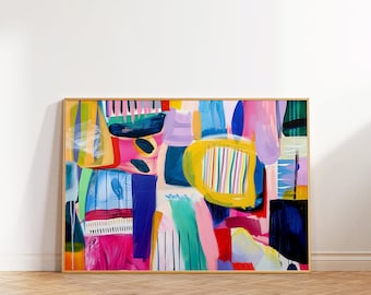 Colorful Abstract Art Print, Modern Maximalist Decor (Digital Download)