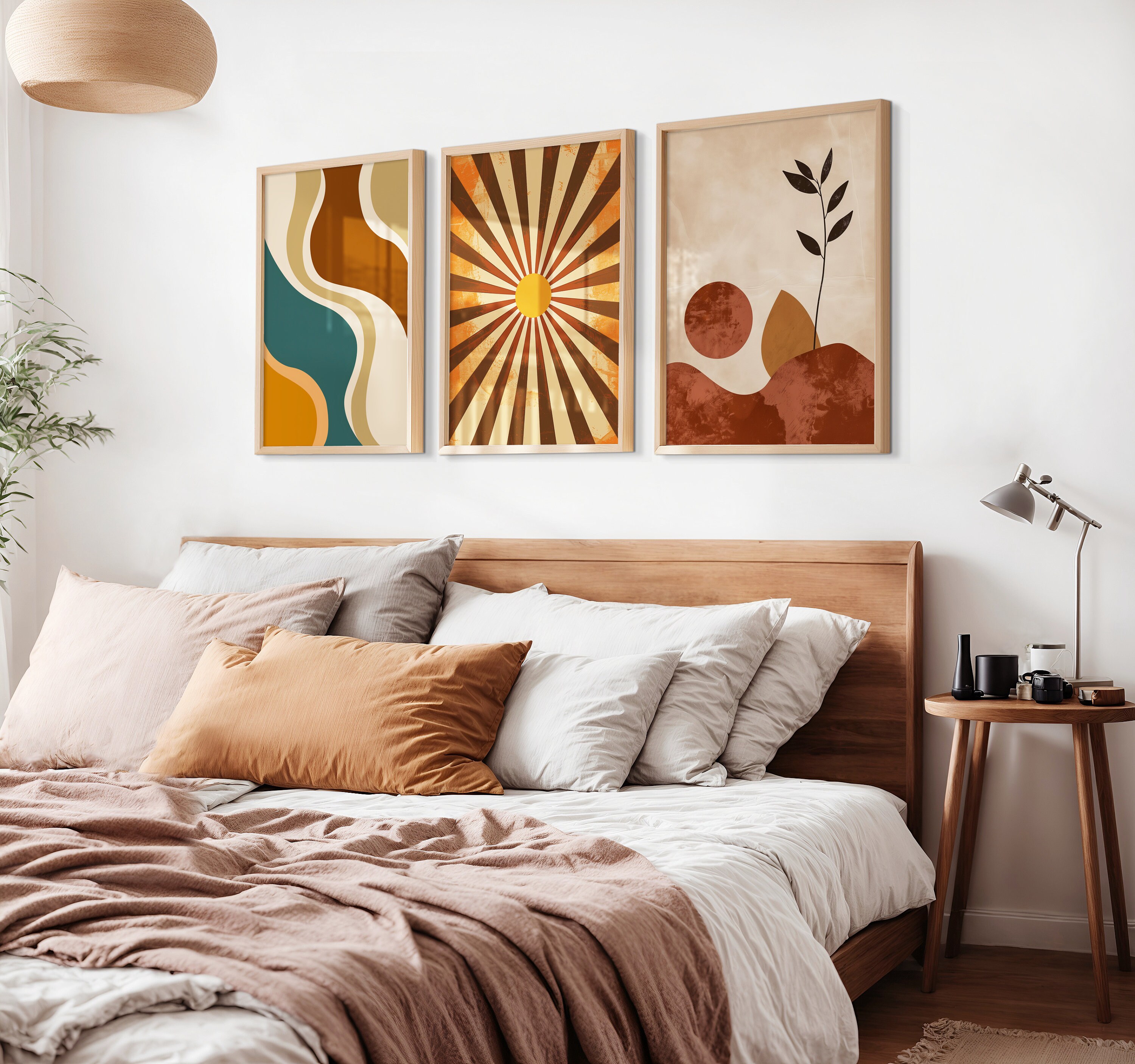 Boho Abstract Art Prints, Mid Century Modern Set of 3 (digital Download ...
