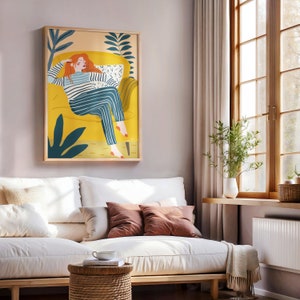 Contemporary Striped Wall Art, Stripes Print, Abstract Woman Decor, Colorful Art Print, Minimalist Portrait Illustration, Eclectic Fine Art