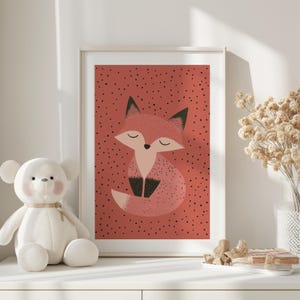 Cute Fox Print, Nursery Fox Wall Art, Colorful Fox Printable Poster, Kids Room Print, Woodland Nursery Decor, Forest Animal Baby Room Art