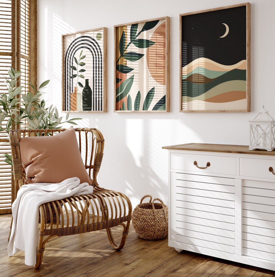 Mid Century Modern Wall Art Set, Abstract Boho Prints (digital Download ...
