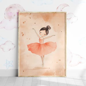 Ballerina Boho Nursery Art, Ballet Nursery Decor, Ballet Dancer Painting, Ballerina Girl Print, Pink Girl&#39;s Room PRINTABLE Wall Art