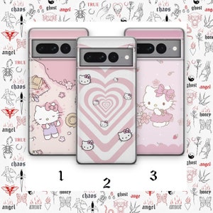 ハローキティ K3 電話ケース カバー Google Pixel 6 6A 7 7A 8 8A 9 9A Pro XL モデル用 日本のキティ ホワイト 漫画キャラクター 子猫
