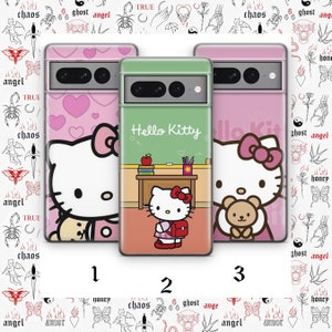 Hello Kitty K7 Telefoon Case Cover Voor Google Pixel 6 6A 7 7A 8 8A 9 9A Pro XL Modellen Japan Japanse Kitty Wit Stripfiguur Kitten
