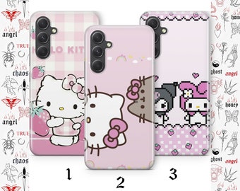 ハローキティ K8 携帯ケース カバー Samsung A14 A15 A16 A17 A25 A26 A33 A34 A35 A36 A53 A54 A55 A56 A72 A73 + その他機種対応 日本製 キティ ホワイト