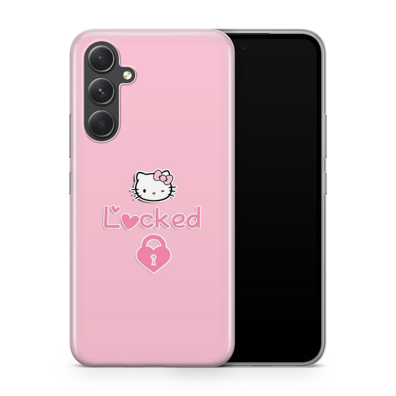 May include: Pink phone case with a Hello Kitty design and the text "L'♡cked" with a pink heart and padlock graphic.