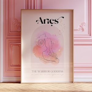 Stampa del segno zodiacale ARIES A4, regalo di compleanno Aries, regalo personalizzato Aries, regalo zodiacale, stampa di astrologia magica, arte murale della Dea